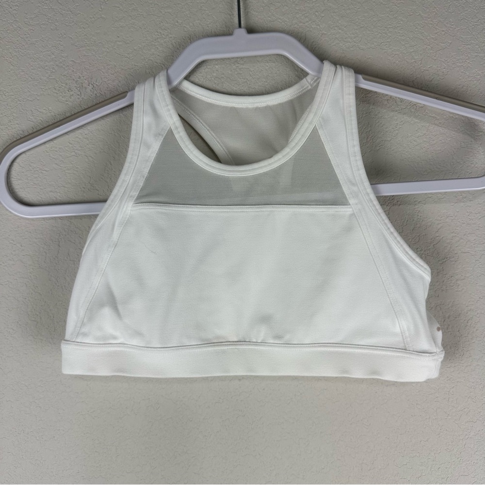 Athleta Girl White Speed Racer Athletic Athleisure Sports Bra Size Large 12